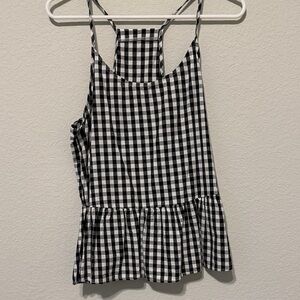 Black and White Gingham Peplum Top